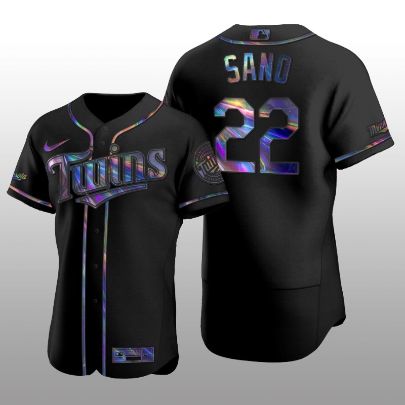 Holographic Limited Jersey Minnesota Twins Miguel Sano Iridescent Logo Black Men's Authentic