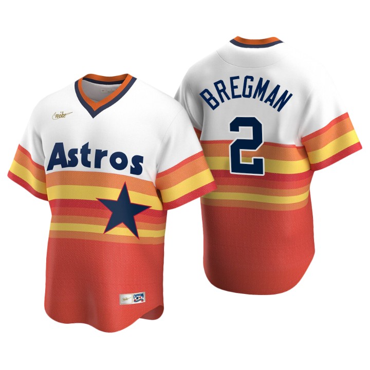 Houston Astros Alex Bregman White Orange Cooperstown Collection Home Jersey