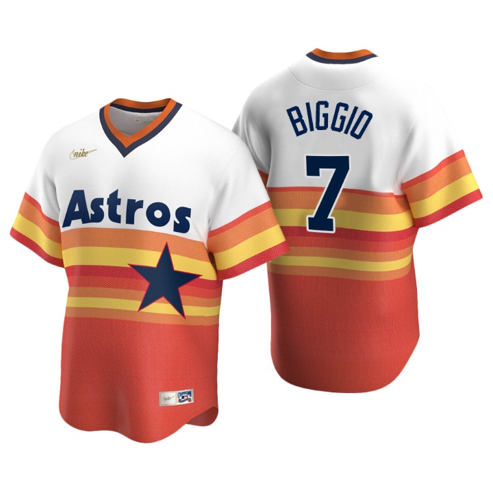 Houston Astros Craig Biggio White Orange Cooperstown Collection Home Jersey