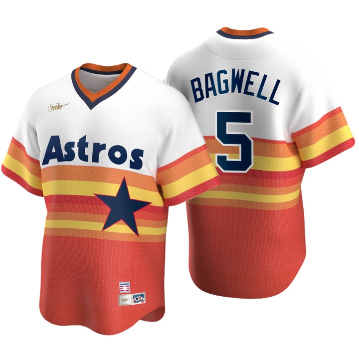 Houston Astros Jeff Bagwell White Orange Cooperstown Collection Home Jersey