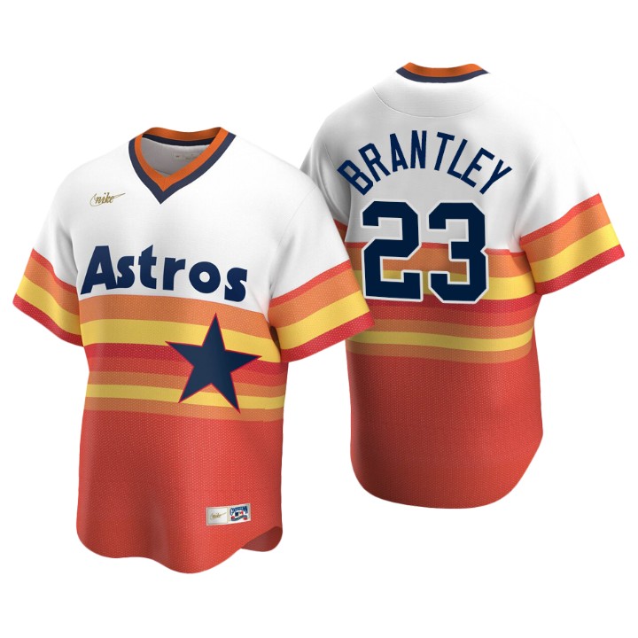 Houston Astros Michael Brantley White Orange Cooperstown Collection Home Jersey