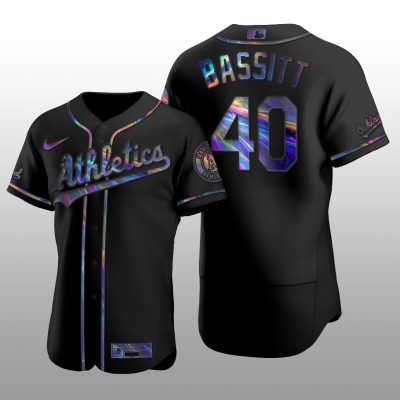 Iridescent Logo Oakland Athletics Chris Bassitt Holographic Limited Black Authentic Jersey