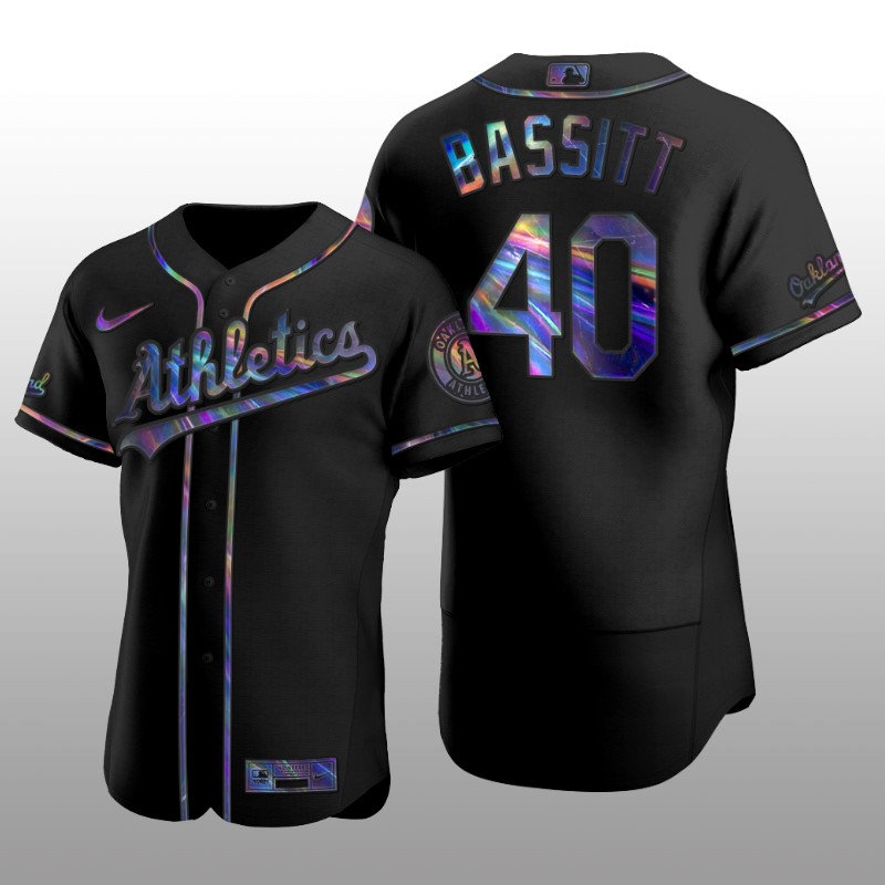 Iridescent Logo Oakland Athletics Chris Bassitt Holographic Limited Black Authentic Jersey