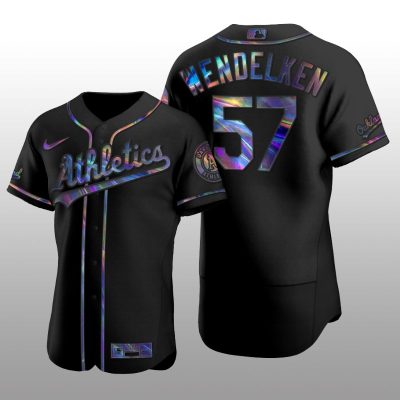 Iridescent Logo Oakland Athletics J.B. Wendelken Holographic Limited Black Authentic Jersey