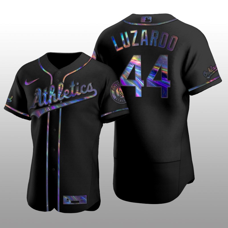 Iridescent Logo Oakland Athletics Jesus Luzardo Holographic Limited Black Authentic Jersey