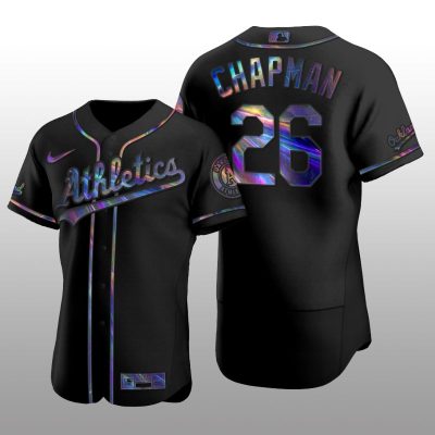 Iridescent Logo Oakland Athletics Matt Chapman Holographic Limited Black Authentic Jersey