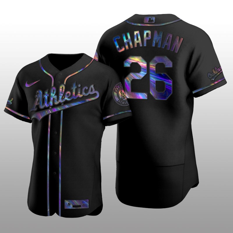 Iridescent Logo Oakland Athletics Matt Chapman Holographic Limited Black Authentic Jersey