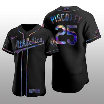Iridescent Logo Oakland Athletics Stephen Piscotty Holographic Limited Black Authentic Jersey