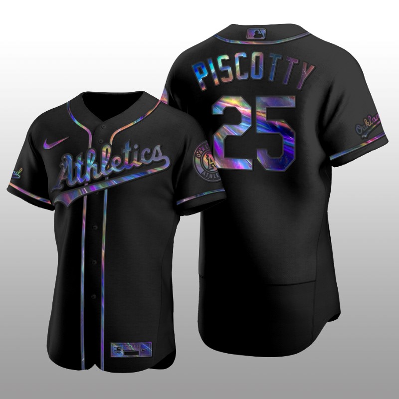 Iridescent Logo Oakland Athletics Stephen Piscotty Holographic Limited Black Authentic Jersey