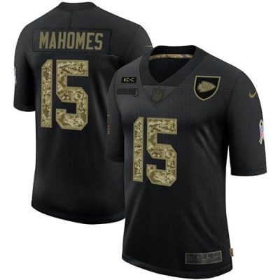 Kansas City Chiefs #15 Patrick Mahomes Nike 2020 Salute To Service Camo Limited NFL Jersey Black
