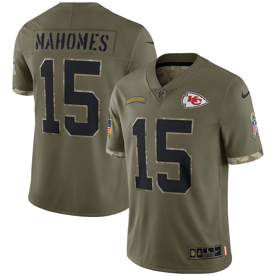 Kansas City Chiefs #15 Patrick Mahomes Nike 2022 Salute To Service Limited Jersey - Olive