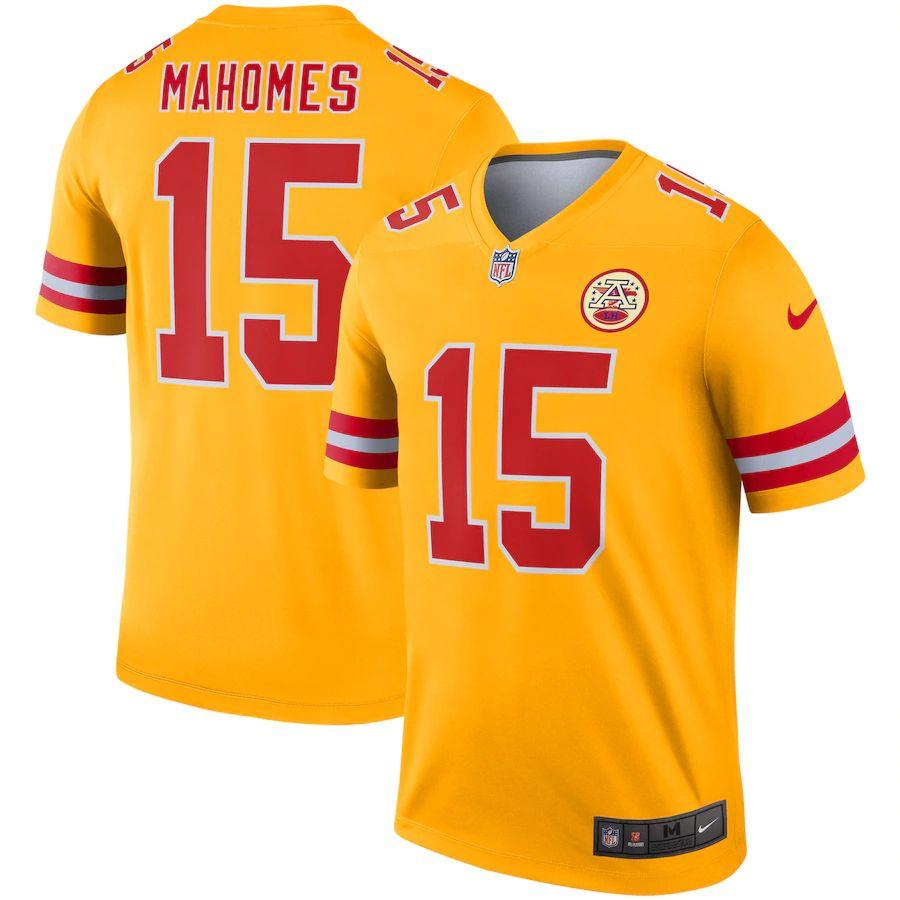 Kansas City Chiefs #15 Patrick Mahomes Nike Gold Inverted Legend Jersey
