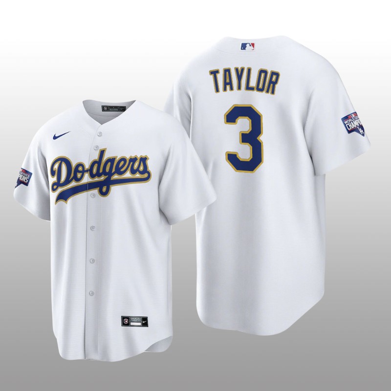 LA Dodgers Gold Program Chris Taylor White Gold Replica Jersey