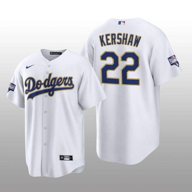 LA Dodgers Gold Program Clayton Kershaw White Gold Replica Jersey