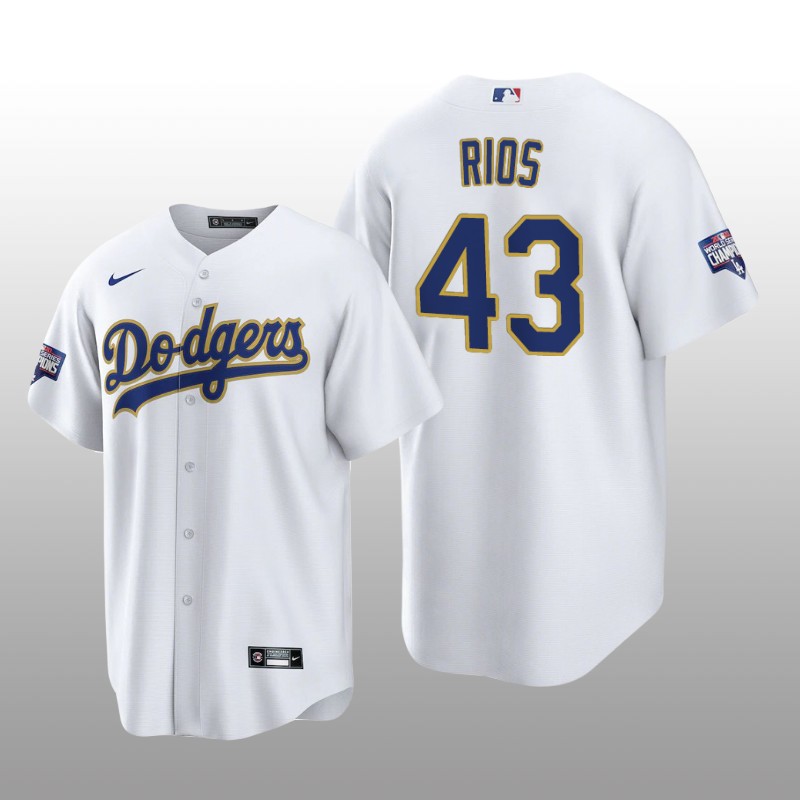 LA Dodgers Gold Program Edwin Rios White Gold Replica Jersey
