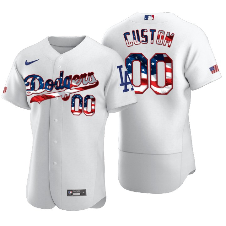 Los Angeles Dodgers Custom White 2020 Stars & Stripes 4th of July Jersey