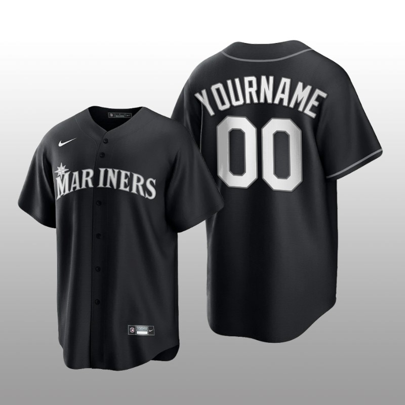 Mariners Custom All Black Fashion Serise Replica Jersey Black White