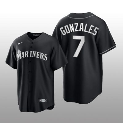 Mariners Marco Gonzales All Black Fashion Serise Replica Jersey Black White