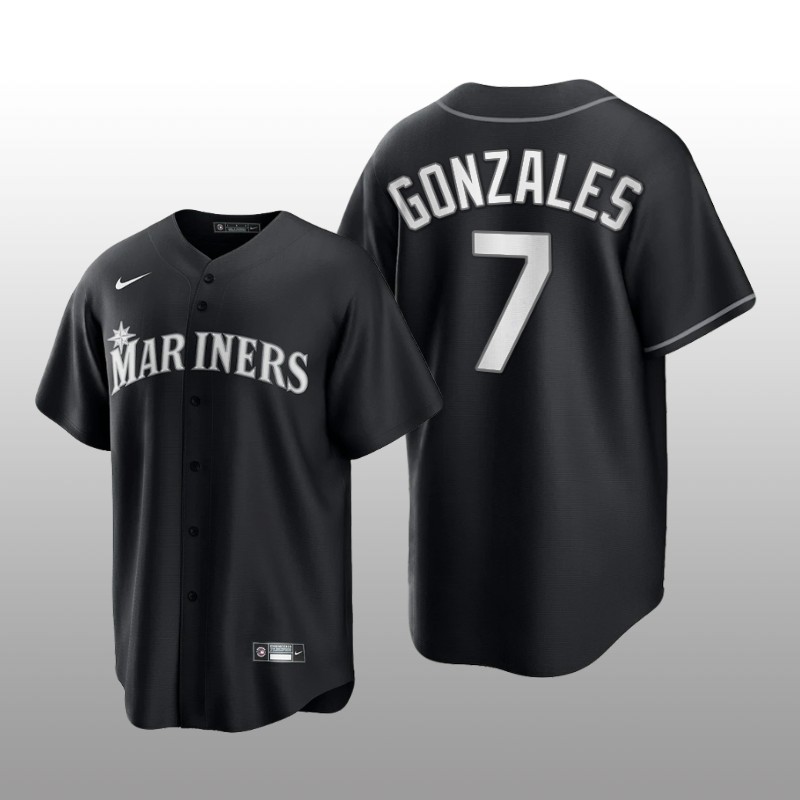 Mariners Marco Gonzales All Black Fashion Serise Replica Jersey Black White