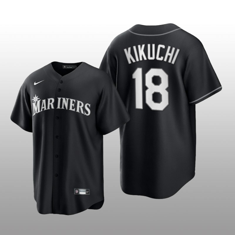 Mariners Yusei Kikuchi All Black Fashion Serise Replica Jersey Black White