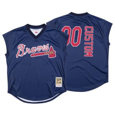 Men Atlanta Braves Navy 1999 Turn Ahead The Clock Custom Jersey