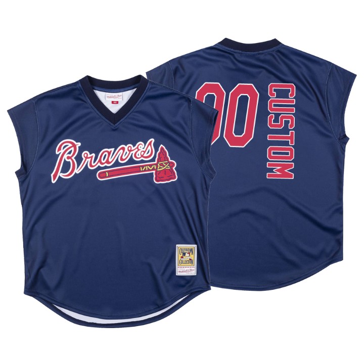 Men Atlanta Braves Navy 1999 Turn Ahead The Clock Custom Jersey