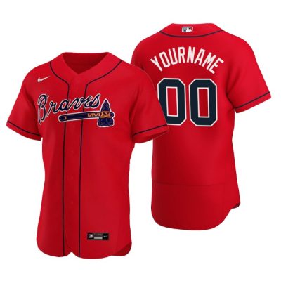 Men's Atlanta Braves Custom Red Authentic 2020 Alternate Jersey