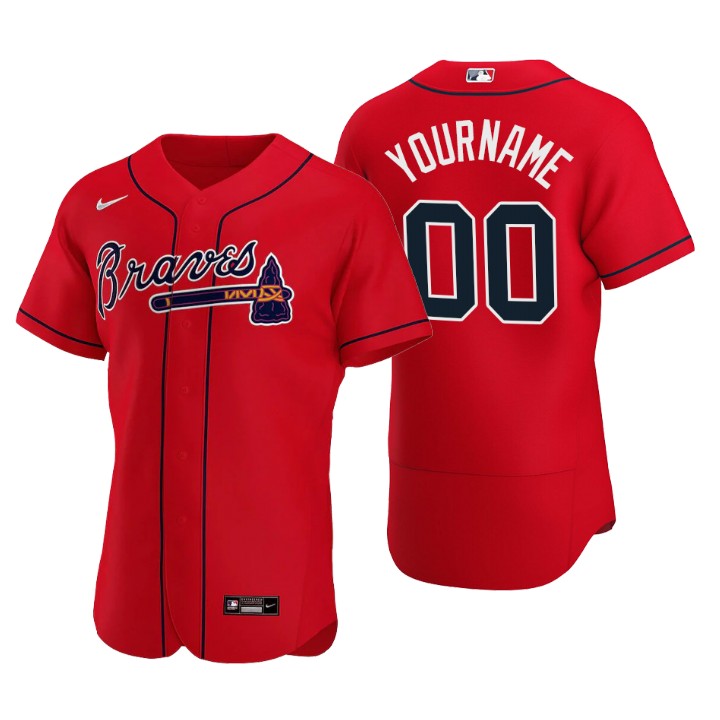 Men's Atlanta Braves Custom Red Authentic 2020 Alternate Jersey