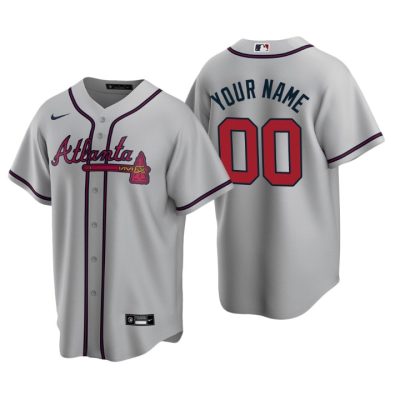 Men's Atlanta Braves Gray Replica 2020 Road Custom Jersey