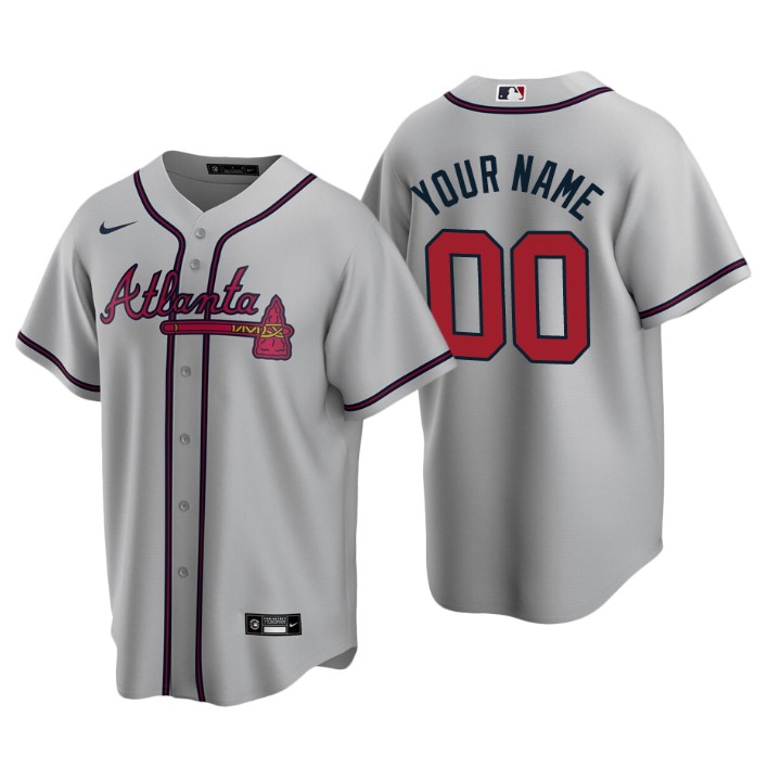Men's Atlanta Braves Gray Replica 2020 Road Custom Jersey