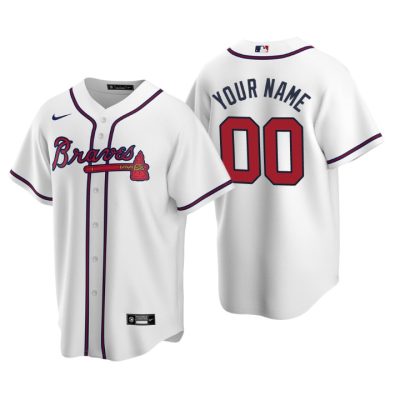 Men's Atlanta Braves White Replica 2020 Home Custom Jersey