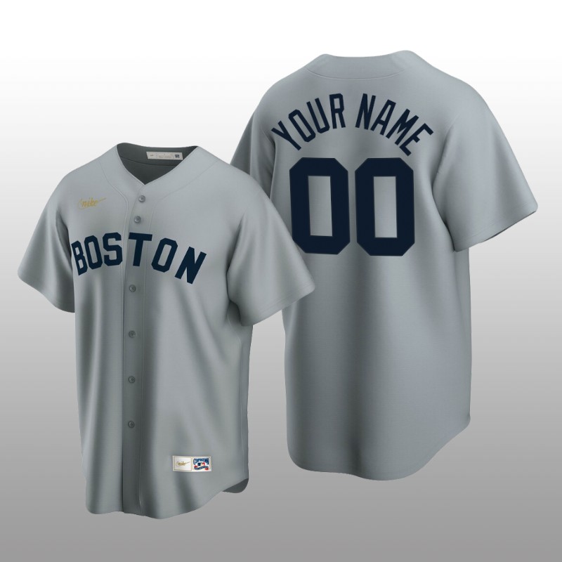 Men's Boston Red Sox Custom Gray Cooperstown Collection Road Jersey