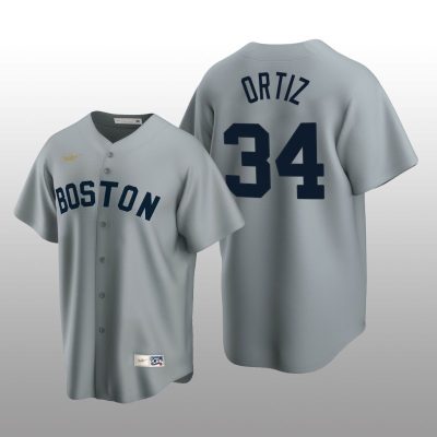 Men's Boston Red Sox David Ortiz Gray Cooperstown Collection Road Jersey