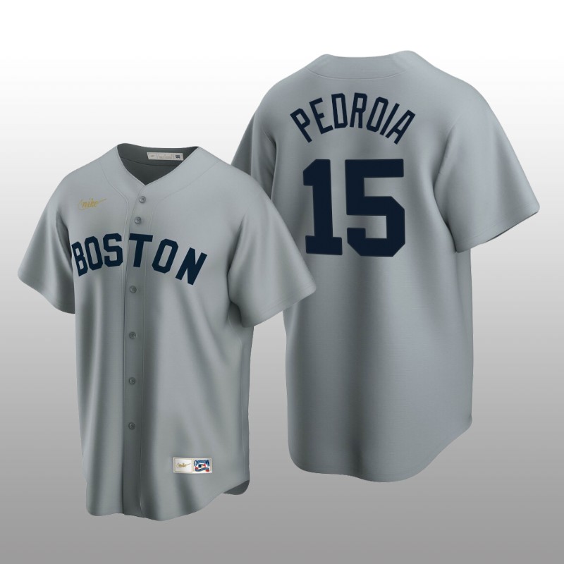 Men's Boston Red Sox Dustin Pedroia Gray Cooperstown Collection Road Jersey