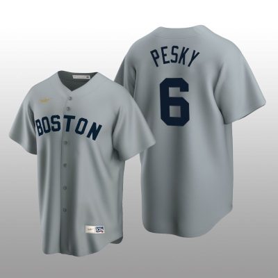 Men's Boston Red Sox Johnny Pesky Gray Cooperstown Collection Road Jersey