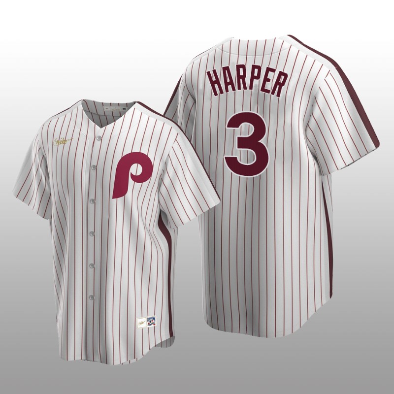 Men's Bryce Harper Philadelphia Phillies White Home Cooperstown Collection Jersey