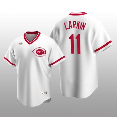 Men's Cincinnati Reds Barry Larkin White Cooperstown Collection Home Jersey