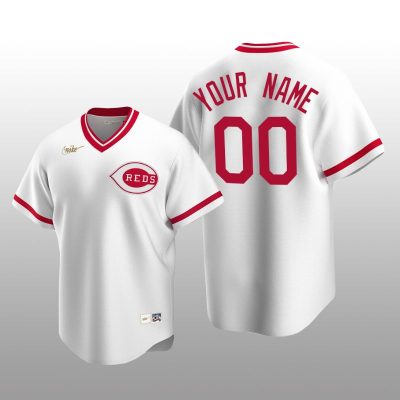 Men's Cincinnati Reds Custom White Cooperstown Collection Home Jersey