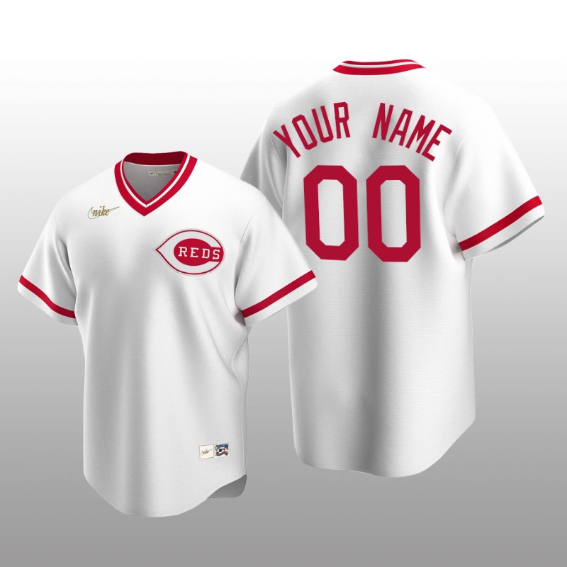 Men's Cincinnati Reds Custom White Cooperstown Collection Home Jersey