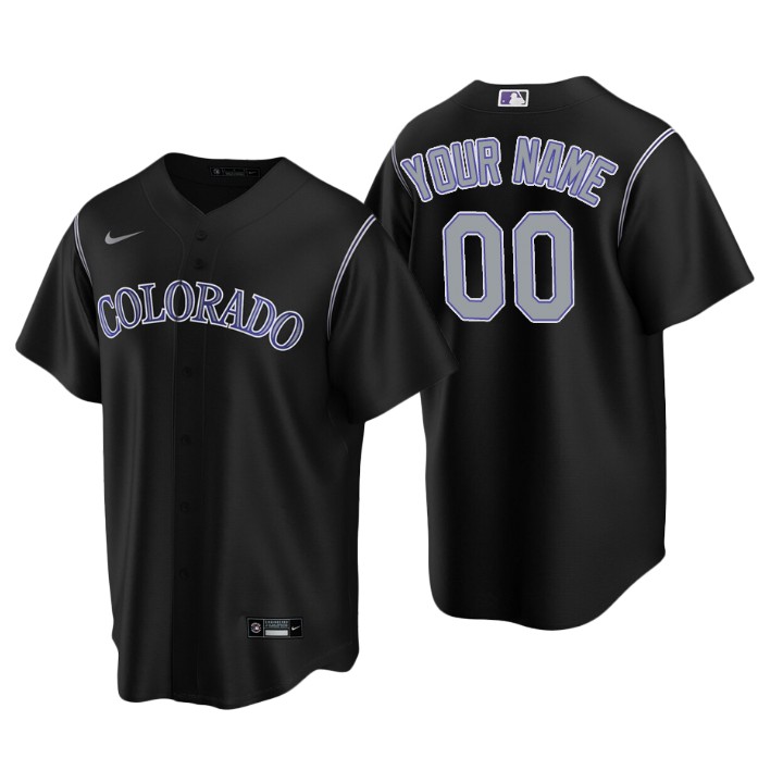Men's Colorado Rockies Black 2020 Alternate Replica Custom Jersey