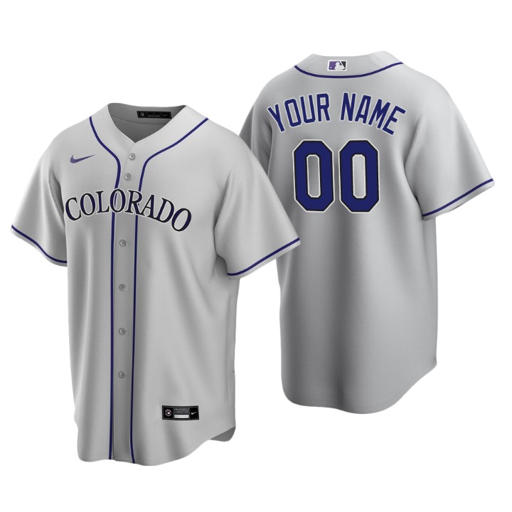 Men's Colorado Rockies Gray 2020 Road Replica Custom Jersey