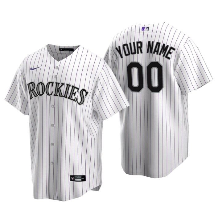 Men's Colorado Rockies White 2020 Home Replica Custom Jersey