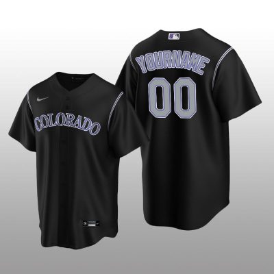 Men's Colorado Rockies yourname Black Alternate Replica Player Jersey