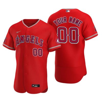 Men's Los Angeles Angels Custom Red Authentic 2020 Alternate Jersey