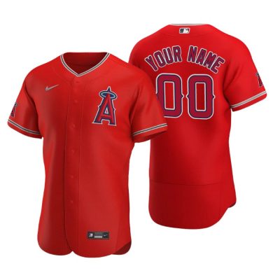 Men's Los Angeles Angels Custom Red Authentic 2020 Alternate Team Logo Jersey