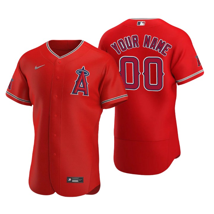 Men's Los Angeles Angels Custom Red Authentic 2020 Alternate Team Logo Jersey