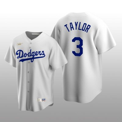 Men's Los Angeles Dodgers Chris Taylor White Cooperstown Collection Home Jersey