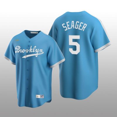 Men's Los Angeles Dodgers Corey Seager Light Blue Cooperstown Collection Alternate Jersey