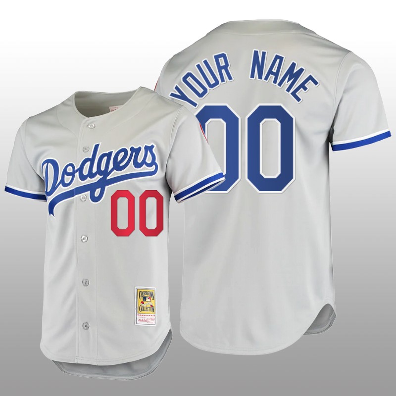 Men's Los Angeles Dodgers Custom Gray Cooperstown Collection Authentic Jersey