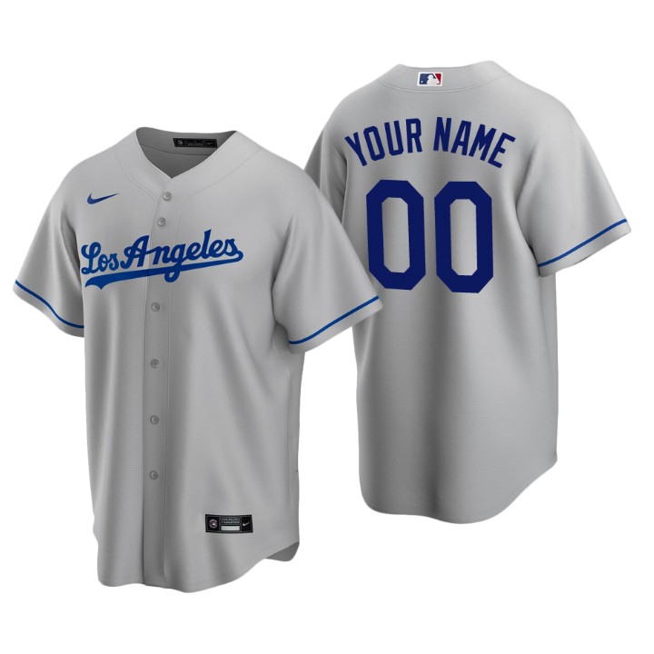 Men's Los Angeles Dodgers Custom Gray Road 2020 Replica Jersey